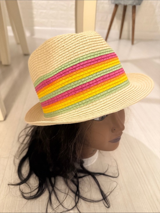 Accessories - NWOT Colorful Straw Fedora Hat